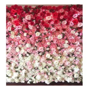 Dekorasi latar belakang taman pernikahan bertahap, dekorasi dinding bunga mawar acara gulung 3D
