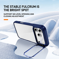 Coque de protection antichoc transparente avec support et protection d'objectif en métal pour Apple iPhone 17 Pro Max 16E 15 14 Plus 17 Air 13 12 11