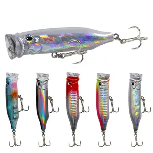 Fishing Topwater Jumping Popper 10g, Multiple Colors Treble Hooks Fishing Lures Saltwater Plugs Surf Fishing Offshore Bait