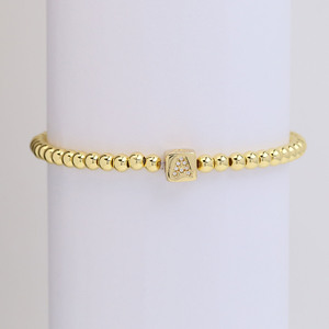 Pulsera de Cuentas <span class=keywords><strong>con</strong></span> Iniciales Chapadas en Oro para Mujer, Pulsera de Cuentas <span class=keywords><strong>con</strong></span> Alfabeto de Cubo Mágico Personalizada, Joyerí<span class=keywords><strong>a</strong></span> Personalizada - Product Image 2