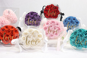 Rosa Eterna in Scatola <span class=keywords><strong>Regalo</strong></span> Rotonda in Acrilico con Decorazione LOVE, Nastro e Manico, Romantico Souvenir <span class=keywords><strong>per</strong></span> <span class=keywords><strong>Lei</strong></span> - Product Image 5