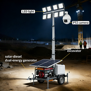 เสาไฟเคลื่อนที่พลังงานแสงอาทิตย์พร้อมกล้องวงจรปิด LED 8x200W สำหรับสถานที่อุตสาหกรรมและพื้นที่ห่างไกล - Product Image 1