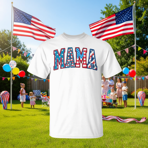 T-shirt maman 4 juillet avec drapeau américain pour maman, assorti pour la famille, manches courtes, col rond, pour adulte, femme, impression sérigraphique - Product Image 3