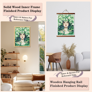 Kit de Peinture Diamant Portrait Femme avec Feuilles Vertes, Perles Rondes, Kit d'Art DIY, Cadre Rectangulaire, Décoration Moderne en Strass de Cristal - Product Image 5