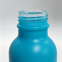 Vente en gros de flacons cosmétiques en verre bleu mat de 120 ml, couleur personnalisée, bouchon rose, flacon vide pour lotion, emballage
