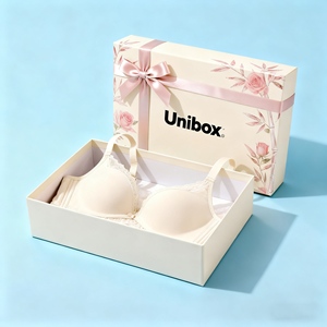 Boîtes d'emballage de luxe pour lingerie féminine en carton ondulé, design élégant en relief, matériaux recyclés, doublure en éponge - Product Image 3