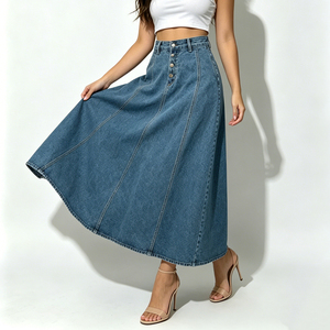 <span class=keywords><strong>Jupe</strong></span> crayon en <span class=keywords><strong>jean</strong></span> brodée taille haute extensible pour <span class=keywords><strong>femme</strong></span>, motif floral, style vintage, vente en gros - Product Image 3
