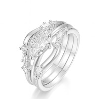 Perhiasan Fashion Mewah Grosir Pabrik Perak 925 Cincin Moissanite Potongan Marquise 1Ct Vvs untuk Wanita Pernikahan Pertunangan