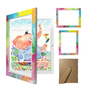 Cadre photo pour œuvres d'art d'enfants, interchangeable, en bois noir avec verre incassable, pour affichage horizontal et vertical - Product Image 1