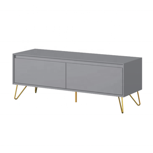 <span class=keywords><strong>Meuble</strong></span> <span class=keywords><strong>TV</strong></span> en MDF <span class=keywords><strong>gris</strong></span> avec pieds en acier Armoire centrale de divertissement de salon minimaliste - Product Image 1