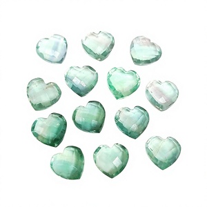 Fluorita Verde Natural en Forma de Corazón de 10 mm, Piedra Preciosa Tallada a Mano, Piedra Suelta al por Mayor, Cristal Curativo para la Fabricación de Joyas - Product Image 1