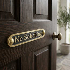 Handmade Cast Brass No Soliciting Door Sign Vintage Brass Finish Entryway Plaque Home Office <b>Wall</b> Decor & <b>Wall</b> signs - Product Image 5