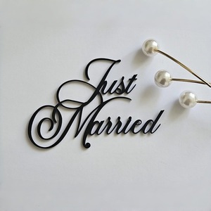 Decorazione per <span class=keywords><strong>Torta</strong></span> Nuziale in Acrilico con Scritta 'Just Married', Ornamenti per <span class=keywords><strong>Torta</strong></span> Nuziale, Topper per <span class=keywords><strong>Torta</strong></span> di Matrimonio - Product Image 6