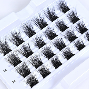 Bán buôn tùy chỉnh tự nhiên màu đen chồn lông mi lọn tóc mở rộng Fan lông mi bó handmade 4 rows lai khối lượng ánh sáng 3d-5d - Product Image 4