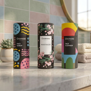 Black Cylinder Paper Tube Packaging <b>Box</b> for Cosmetic Use Biodegradable <b>Recyclable</b> Uncoated Craft Paper D50*H180 Four-Color - Product Image 1