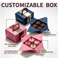 Boîte cadeau carrée personnalisée biodégradable et résistante à la graisse pour cupcakes, avec insert en mousse EVA et séparateur, pour pâtisserie à emporter