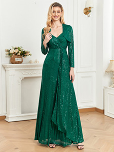 Vestidos de Noche Largos con Mangas Largas y Lentejuelas para Mujer, Elegantes Vestidos de <span class=keywords><strong>Fiesta</strong></span> para Madre de la Novia, para Bodas, 2023 - Product Image 5