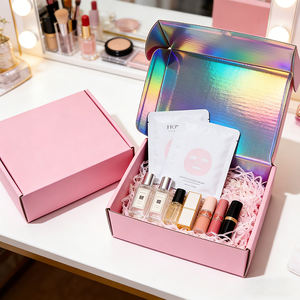 Caja de Cartón Corrugado Rosa Plegable Personalizada, Caja de Embalaje para Regalos de Cosméticos y Cuidado de la Piel - Product Image 1