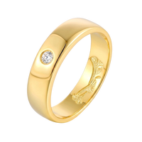 Ensemble de bagues de fiançailles plaqué or, bague pour femme en oxyde de zirconium poli avec gravure intérieure feuille de Ginkgo, bague martelée pour homme pour mariage