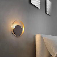 Applique circulaire moderne en métal, couloir, salon, escalier, chambre, chevet, éclairage LED noir et or