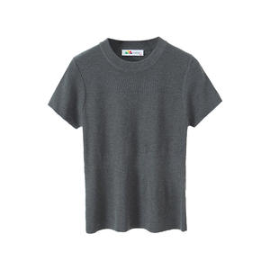 Pull en maille Happy Plus à col roulé, coupe ajustée, grande taille, style printemps, gris et bleu clair, couleur unie, polyester, pour femme - Product Image 2