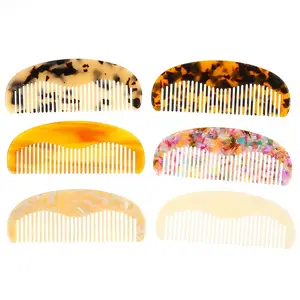 SAIYII High Quality Profession Women's Detangling Hair Brush Comb Anti-static Wide Tooth Marble Cellulose Acetate Lice Combs