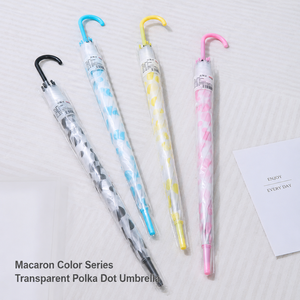 Paraguas de fiesta de lujo semiautomático con mango de plástico transparente, 8 varillas, tubo de hierro recto moderno y logotipo personalizado - Product Image 3