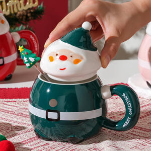 Nouvelle arrivée 2025, tasse à café en céramique pour les fêtes de Noël avec couvercle, tasse à eau créative - Product Image 4