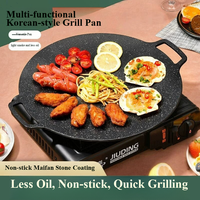 Wajan Panggang BBQ Korea Anti Lengket dari Besi Cor untuk Luar Ruangan, Wajan Penggorengan Batu Maiyan, Panggangan Gas Teppanyaki