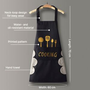 Waterproof <b>Kitchen</b> <b>Apron</b> PVC Coated Cooking Bib Anti-Oil Printed Adult Unisex Home Chef <b>Apron</b> - Product Image 2