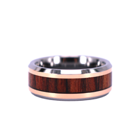 Roségold IP Wolfram karbid Unisex Band 8mm abgeschrägter Kanten ring mit hawaiian ischen Koa Holz Inlay Eheringen oder Ringen