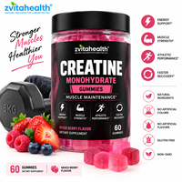 Gummies de créatine à marque privée sans sucre 5000mg haute puissance végétaliennes à la pectine pour la croissance musculaire OEM ODM