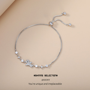 Star Pattern <b>Copper</b> Alloy <b>Bracelet</b> With Crystal Inlay Adjustable For Everyday Wear - Product Image 4