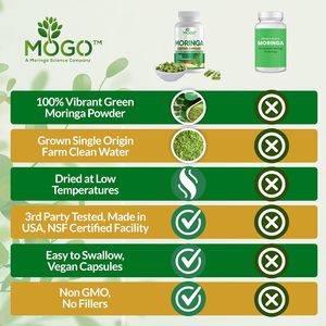 Capsules de Moringa en marque privée, extrait pur de feuilles de Moringa biologique, soutien énergétique, métabolisme et immunité, 180 gélules. 500 mg par portion - Product Image 5