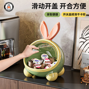 Cartoon Rabbit Shape Storage <b>Box</b> For Hair Ties And Small Items Desktop Organizer Pink Green Yellow <b>Round</b> Design - Product Image 4