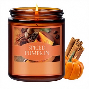 Velas Aromáticas de Cera de Soya con Aroma a Calabaza Especiada para Otoño, en Frascos de Vidrio, Aromaterapia para el Hogar, No Tóxicas, para Pascua, Diwali, Ramadán - Product Image 1