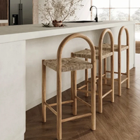 Chaises de bar en rotin tissé, style nordique moderne minimaliste, écologiques, durables, luxueuses, pour hôtels et restaurants commerciaux