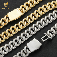 Collier Hip Hop NUOYA personnalisé avec fermoir long, chaîne cubaine épaisse, bijoux cubains sertis de diamants pour hommes