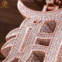 Pendentif de Luxe Diamant Moissanite VVS Iced Out Bijoux Hip-Hop Lettre Initiale Argent 925 Personnalisé