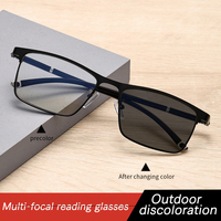 Lunettes de lecture photochromiques anti-lumière bleue à monture rectangulaire pour femmes et hommes