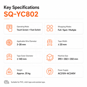 Máquina semiautomática <span class=keywords><strong>de</strong></span> escritorio para envolver arneses <span class=keywords><strong>de</strong></span> cables con interruptor <span class=keywords><strong>de</strong></span> pie, herramienta completa para el envoltorio <span class=keywords><strong>de</strong></span> cables eléctricos - Product Image 4