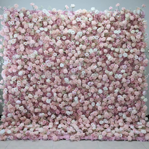 L95 الأعلى مبيعًا 8 أقدام × 8 أقدام مزيفة لفة القماش سستة زهور زهور حرير صناعي ورود زفاف زهور حائط خلفية ديكورات - Product Image 4