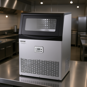 Machine à glaçons commerciale Vevor, 90 lb/24 h, glaçons en cubes, acier inoxydable, utilisation en extérieur, autoportante - Product Image 2