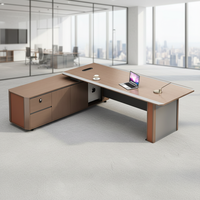 Bureau de travail en bois en forme de L, style moderne et simple, durable, avec armoire de rangement grande capacité et finition anti-rayures