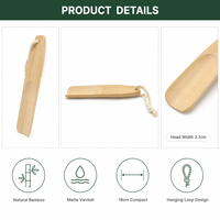 Chausse-pied en bambou naturel 18 cm, compact, en bois, finition mate, portable, pour voyage