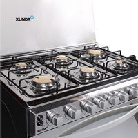 Cuisinière à gaz autonome Xunda en acier inoxydable 80 cm avec 6 brûleurs, four et grill