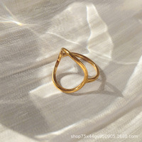 Bague romantique en acier inoxydable, design scandinave simple, cercle géométrique découpé, bijoux mixtes en acier inoxydable pour hommes et femmes