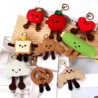 Mxl Mignon Porte-clés en Peluche au Crochet, Fait Main en Laine, Motifs Alimentaires (Légumes, Fruits, Pain), Pendentif et Breloque de Sac