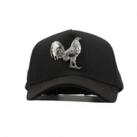 Casquette de baseball 5 panneaux en toile de jean et maille, personnalisée avec logo brodé de haute qualité, doublure en satin, épingles métalliques, Mz Hats Gallo