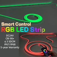 Bande LED RGB/RGBW d'extérieur 16*17mm IP67 DC24V, néon flexible à pliage latéral avec contrôleur intelligent pour éclairage commercial, décoration de comptoir de bar